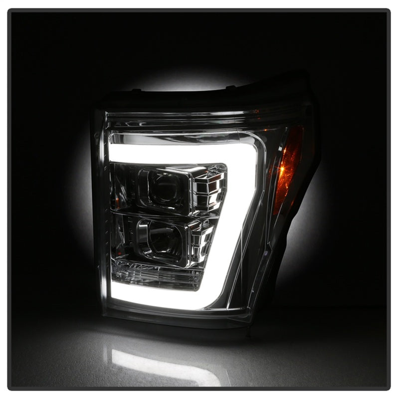 SPYDER 5084705 Spyder 11-16 Ford F-250/F-350 V2 Projector Headlights - Light Bar DRL - Chrome PRO-YD-FS11V2-LB-C