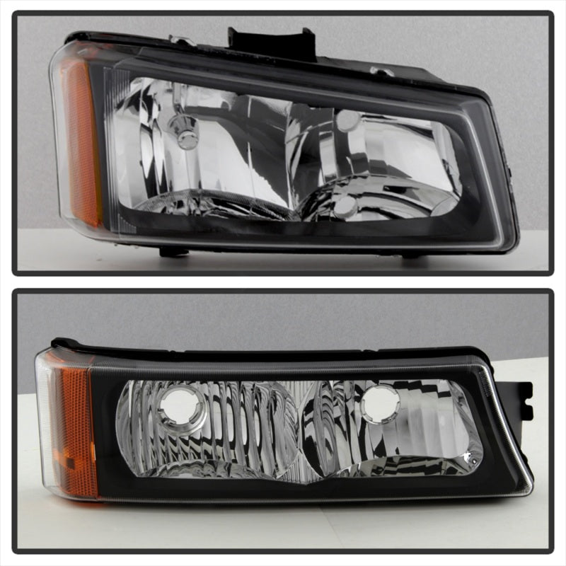 SPYDER 5069801 Xtune Chevy Silverado 2500HD 03-06 Crystal Headlights w/ Bumper Lights Black HD-JH-CSIL03-AM-BK-SET