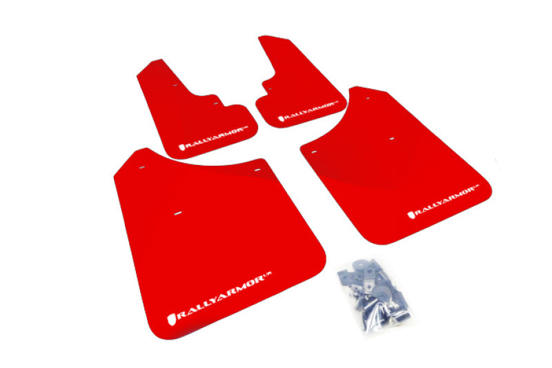 Rally Armor MF5-UR-RD/WH 03-08 Subaru Forester Red UR Mud Flap w/ White Logo