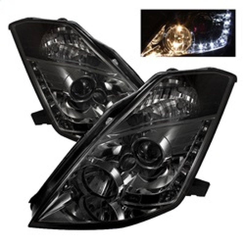 SPYDER 5064752 Spyder Nissan 350Z 03-05 Projector Headlights Halogen Model Only - DRL Smoke PRO-YD-N350Z02-DRL-SM