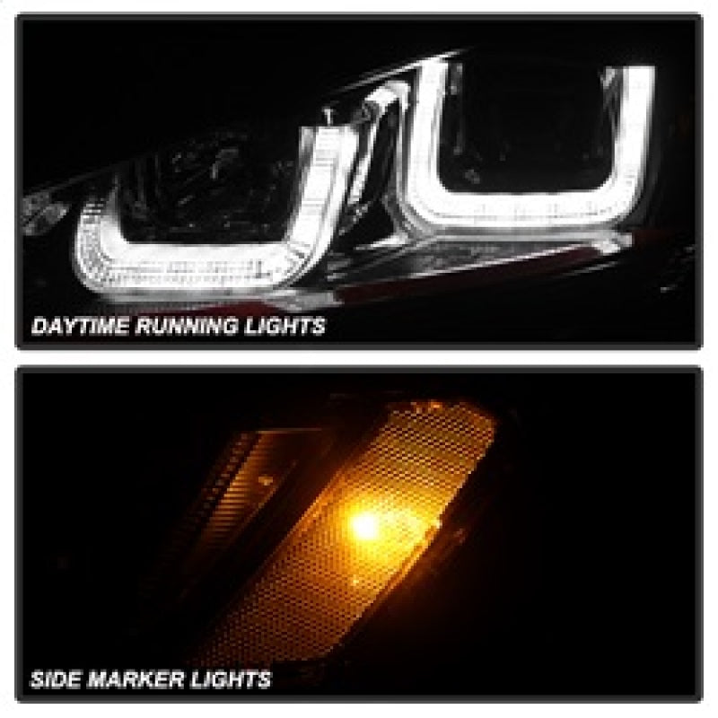 SPYDER 5080592 Spyder Volkswagen Golf VII 14-16 Projector Headlights DRL LED Red Stripe Blk PRO-YD-VG15-RED-DRL-BK