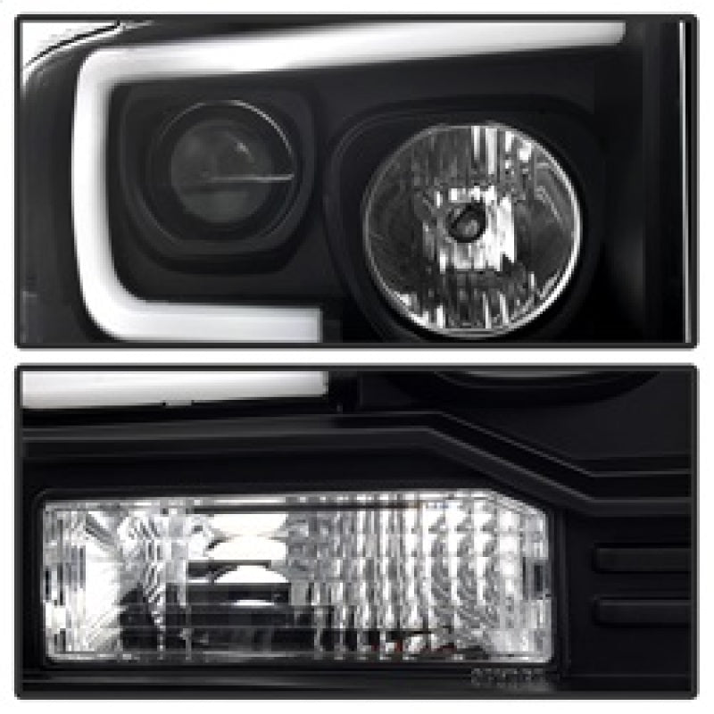 SPYDER 5084507 Spyder Ford F250/350/450 05-07 Projector Headlights - Light Bar DRL LED - Black PRO-YD-FS05V2-LB-BK