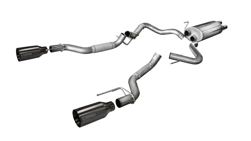 CORSA Performance 14397GNM Corsa 2017-2020 Ford F-150 Raptor 3.5L Sport Cat-Back Dual Rear Exit w/ 5in Gunmetal Tip