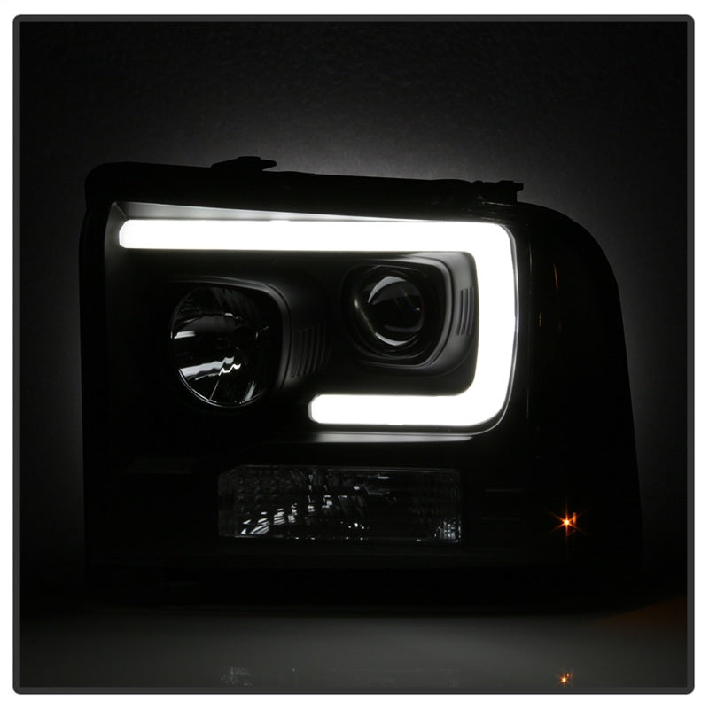 SPYDER 5084507 Spyder Ford F250/350/450 05-07 Projector Headlights - Light Bar DRL LED - Black PRO-YD-FS05V2-LB-BK