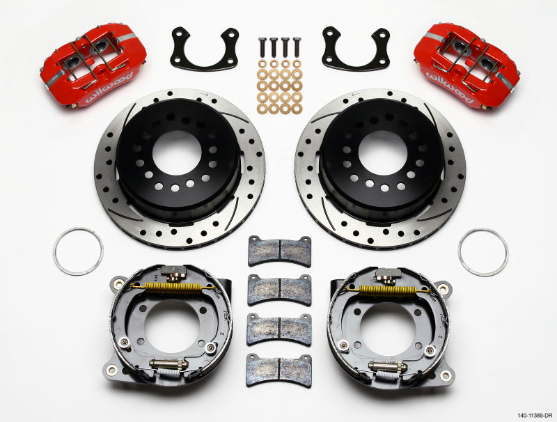 Wilwood 140-11389-DR Dynapro Low-Profile 11.00in P-Brake Kit Drill-Red New Big Ford 2.50in Offset