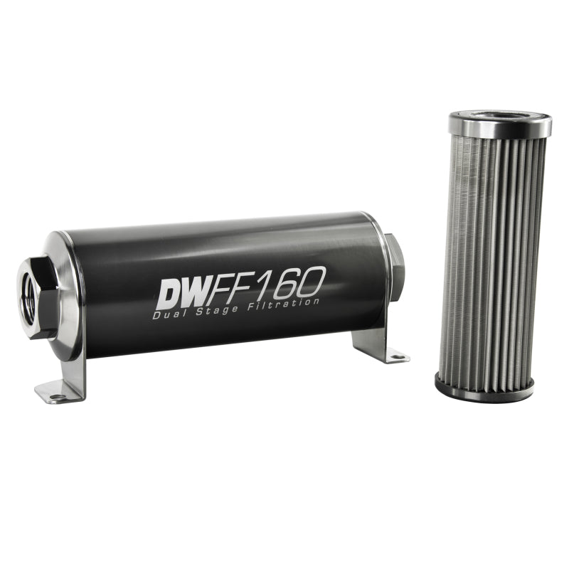 DeatschWerks 8-03-160-010K Stainless Steel 10AN 10 Micron Universal Inline Fuel Filter Housing Kit (160mm)