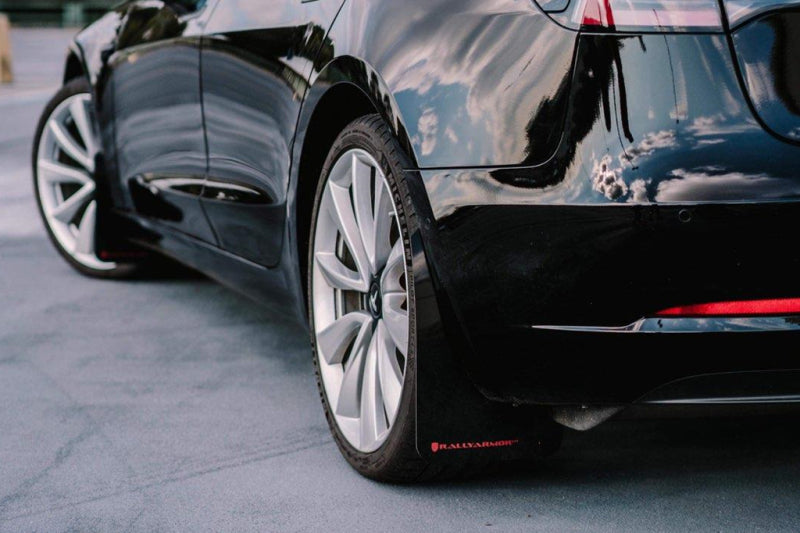 Rally Armor MF62-UR-BLK/DGRY 17-22 Tesla Model 3 Black UR Mud Flap w/ Dark Grey Logo