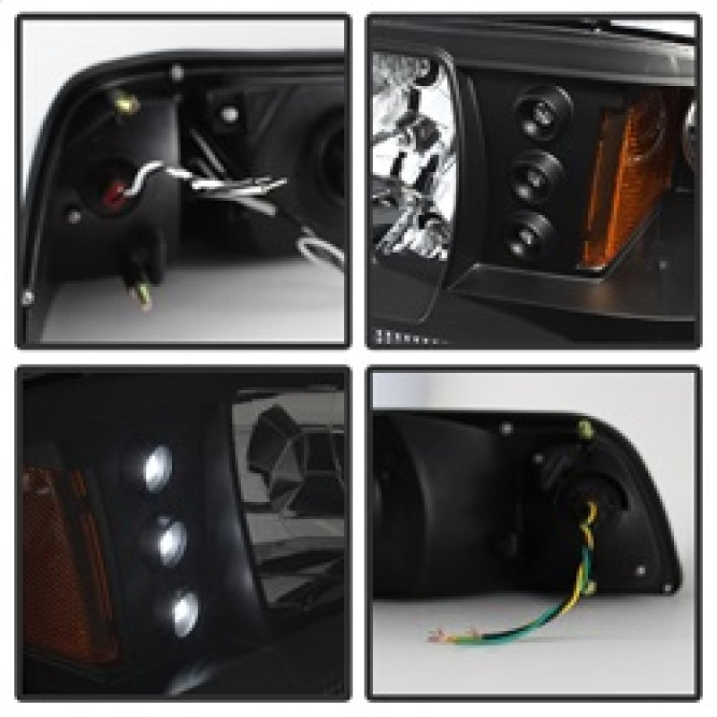 SPYDER 5012531 Spyder Ford Mustang 87-93 1PC LED (Replaceable LEDs)Crystal Headlights Black HD-YD-FM87-1PC-LED-BK