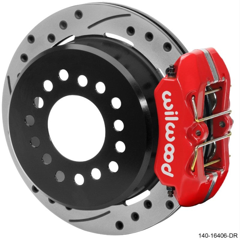 Wilwood 140-16406-DR Ford Explorer 8.8in Rear Axle Dynapro Disc Brake Kit 11in Drilled/Slotted Rotor -Red Caliper
