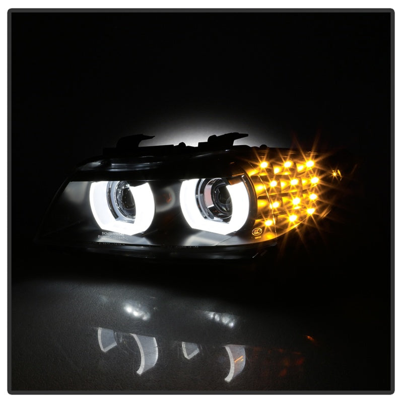SPYDER 5086488 Spyder 09-12 BMW E90 3-Series 4DR Projector Headlights Halogen - LED - Black - PRO-YD-BMWE9009-BK