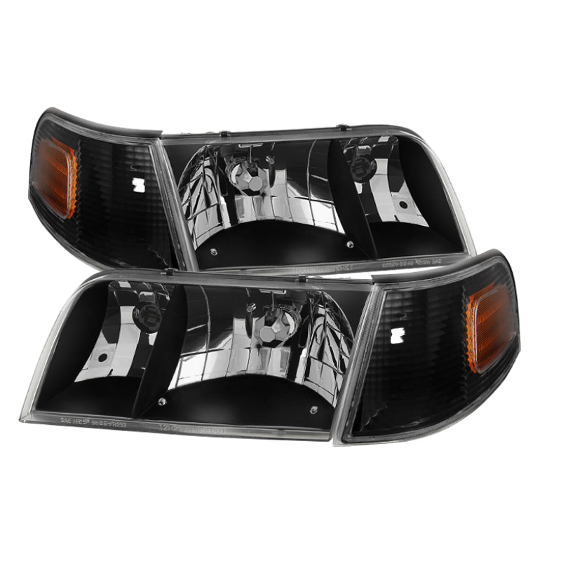 SPYDER 9031021 Xtune Crown Victoria 98-11 Crystal Headlights w/ Corner Lights Set Black HD-JH-CRVI98-SET-BK