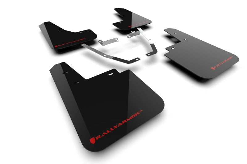 Rally Armor MF116-UR-BLK-RD - 2024 Subaru Crosstrek (Wilderness Only) Black UR Mud Flap W/Red Logo - No Drilling Req