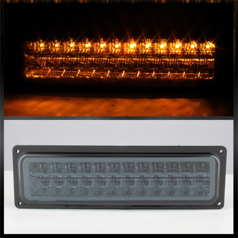 SPYDER 5073556 Xtune GMC Yukon 92-93 Crystal Headlights w/ Corner & LED Bumper Smoke HD-JH-GMCCK88-LED-AM-SM-SET