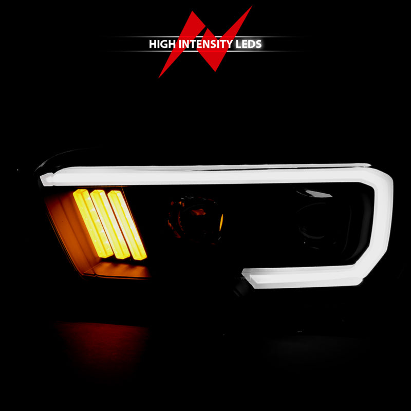 ANZO 111379 2016-2017 Toyota Tacoma Projector Headlights w/ Plank Style Design Black/Amber w/ DRL
