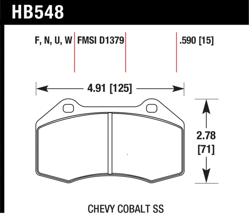 Hawk Performance HB548U.510 Hawk Renault Clio / Cobalt SS DTC-70 Front Brake Pads