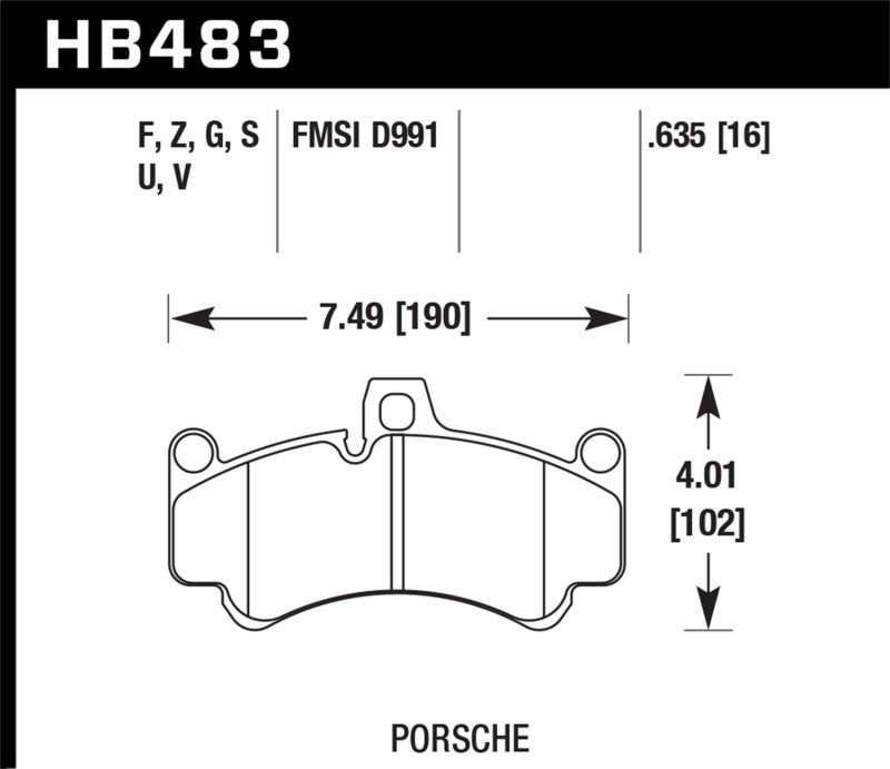 Hawk Performance HB483Z.635 Hawk 08 Porsche 911 Targa 4/4S/03-05 911 GT2/04-08 GT3/07-08 Turbo PC Street Front Brake Pads