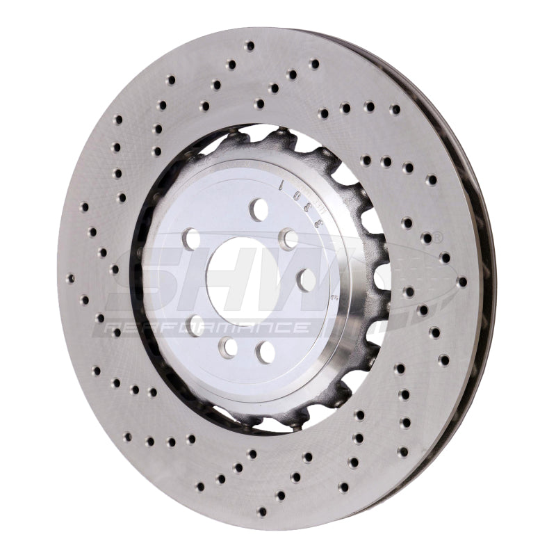 SHW Performance BRL42503 SHW 18-21 BMW M5 4.4L Left Rear Cross-Drilled Lightweight Brake Rotor (34217991103)
