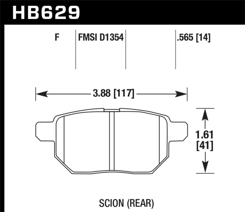 Hawk Performance HB629F.565 Hawk 08-11 Scion xB / 09-10 Toyota Corolla / 09-10 Matrix / 10 Prius HPS Street Rear Brake Pads