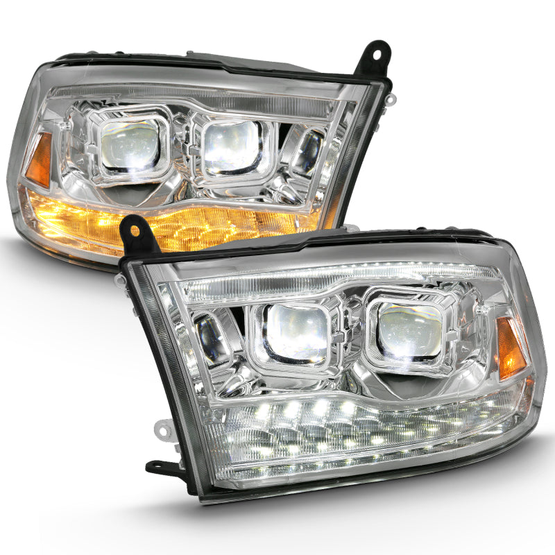 ANZO 111465 2009-2018 Dodge RAM 1500 Led Projector Plank Style Switchback H.L Halo Chrome Amber (OE Style)