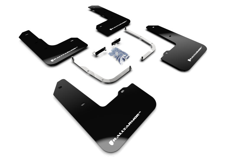 Rally Armor MF57-UR-BLK/WH 19-22 Hyundai Veloster N Black UR Mud Flap w/ White Logo