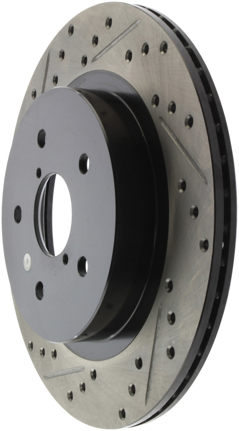 Stoptech 127.47037R StopTech 16-17 Subaru WRX (w/Eyesight Technology) Sport Slotted & Drilled Rear Right Rotor