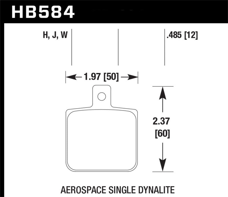 Hawk Performance HB584W.485 Hawk Aerospace Single Dynalite 12mm Thickness DTC-30 Race Brake Pads