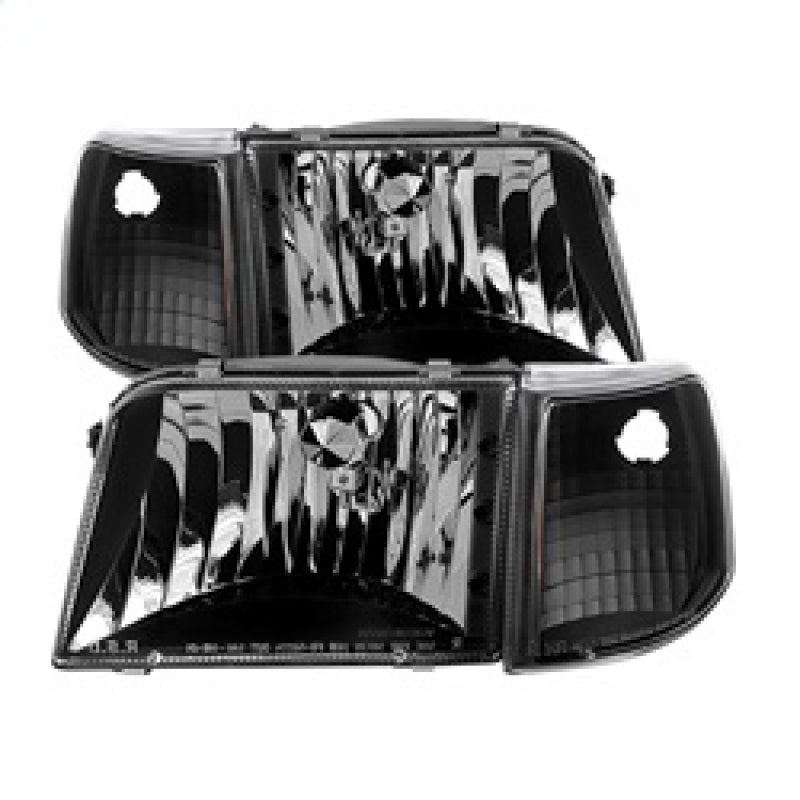 SPYDER 9029363 Xtune Ford Ranger 93-97 Crystal Headlights w/ Corner Lights 4pcs Sets Black HD-JH-FR93-SET-BK