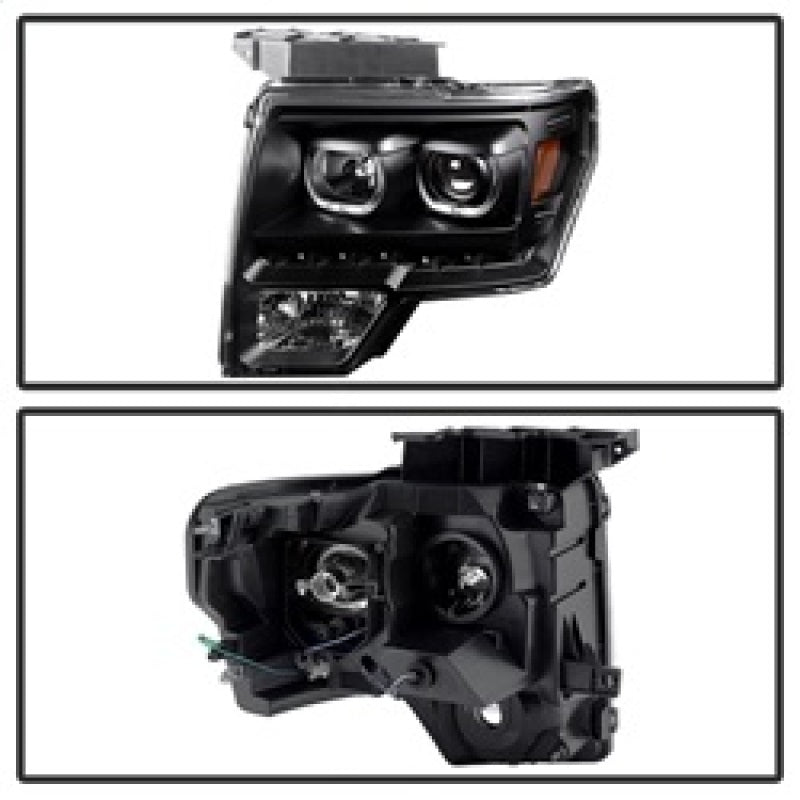 SPYDER 9032226 Xtune Ford F150 09-14 Projector Headlights Halogen Model Only LED Halo Black PRO-JH-FF15009-CFB-BK