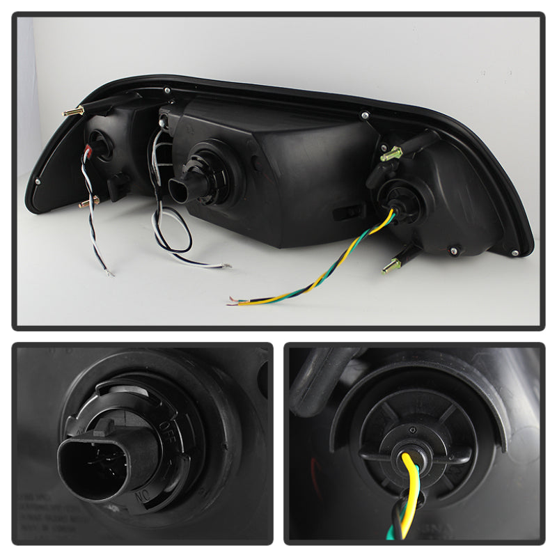 SPYDER 5012531 Spyder Ford Mustang 87-93 1PC LED (Replaceable LEDs)Crystal Headlights Black HD-YD-FM87-1PC-LED-BK