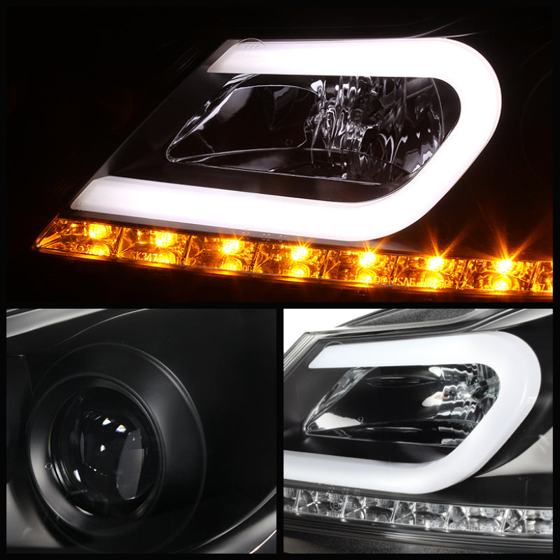 SPYDER 5074249 Spyder Mercedes Benz W204 C-CLASS 12-13 Projector Halogen Model- DRL Blk PRO-YD-MBW20412-DRL-BK