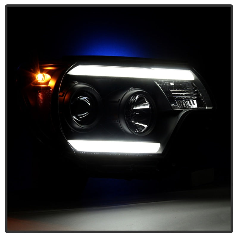 SPYDER 5081711 Spyder Toyota Tacoma 12-15 Projector Headlights Light Bar DRL Black PRO-YD-TT12-LBDRL-BK