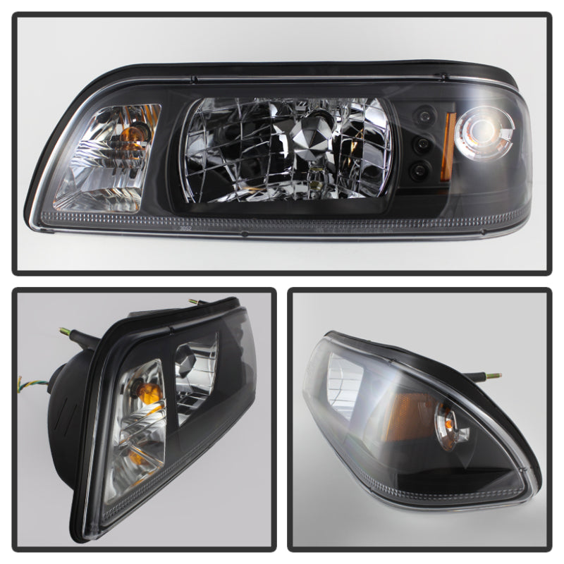 SPYDER 5012531 Spyder Ford Mustang 87-93 1PC LED (Replaceable LEDs)Crystal Headlights Black HD-YD-FM87-1PC-LED-BK