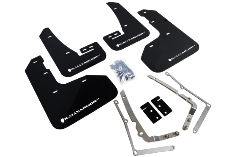 Rally Armor MF40-UR-BLK/WH 15-17.5 VW Golf R Black UR Mud Flap w/ White Logo