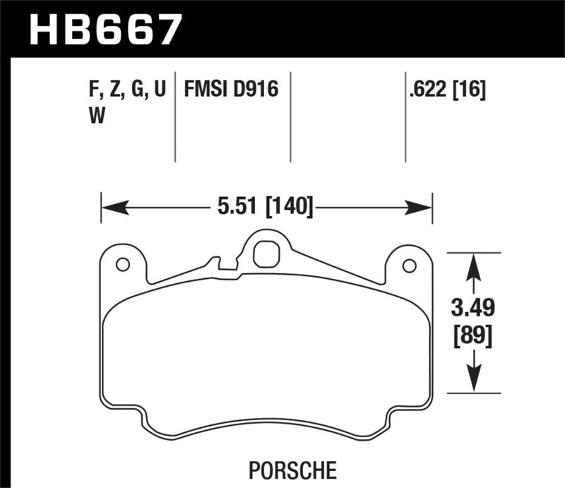 Hawk Performance HB667Z.622 Hawk 02-05 Porsche 911 Carrera 4 Turbo Look/Carrera 4S Front Street Performance Ceramic Brake Pads