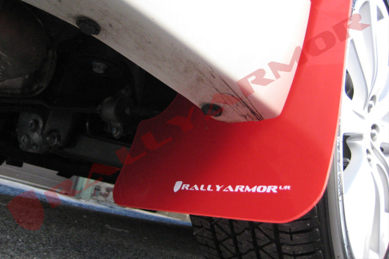 Rally Armor MF6-UR-RD/WH 08-10 Subaru WRX (Hatch & Sedan) / 08-11 Subaru 2.5i Red UR Mud Flap w/ White Logo