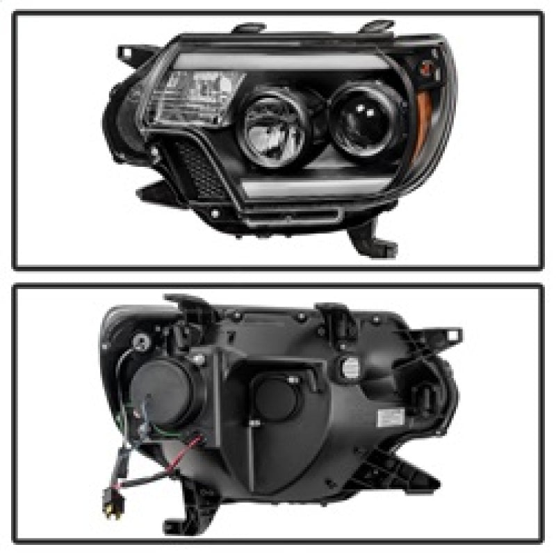SPYDER 5081711 Spyder Toyota Tacoma 12-15 Projector Headlights Light Bar DRL Black PRO-YD-TT12-LBDRL-BK