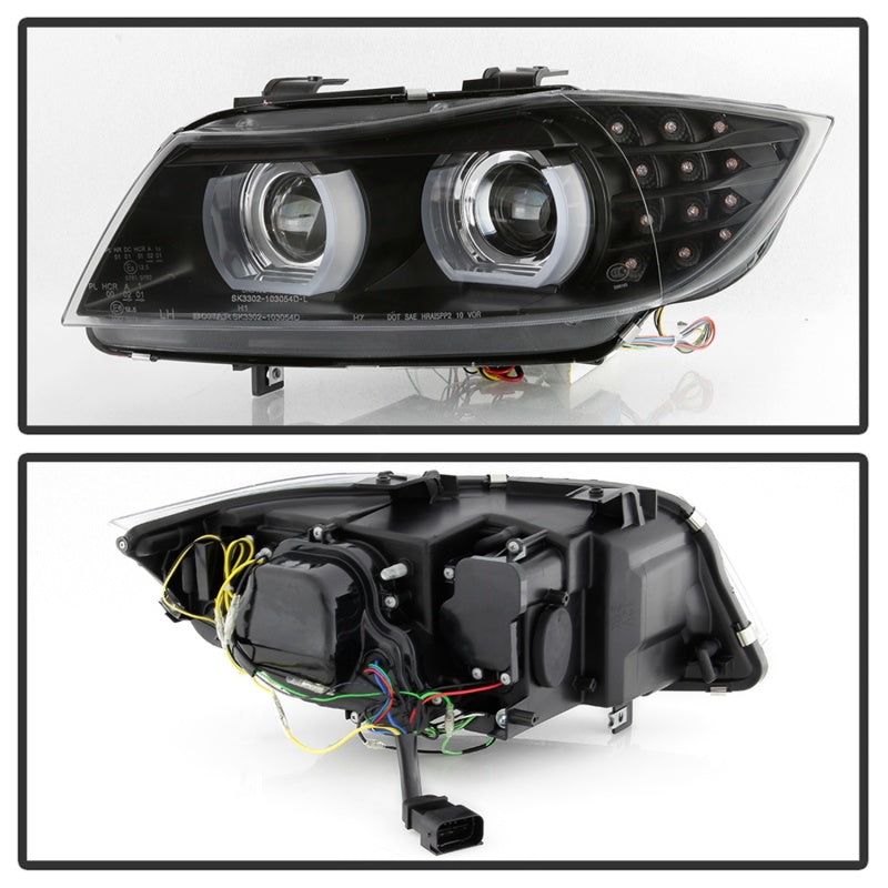 SPYDER 5086488 Spyder 09-12 BMW E90 3-Series 4DR Projector Headlights Halogen - LED - Black - PRO-YD-BMWE9009-BK