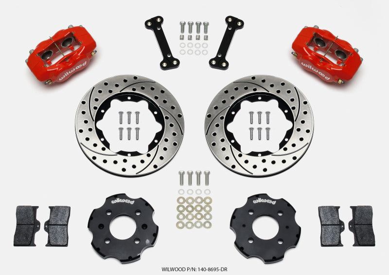 Wilwood 140-8695-DR Forged Dynalite Front Hat Kit 11.00in Drilled Red Integra/Civic w/Fac.240mm Rtr