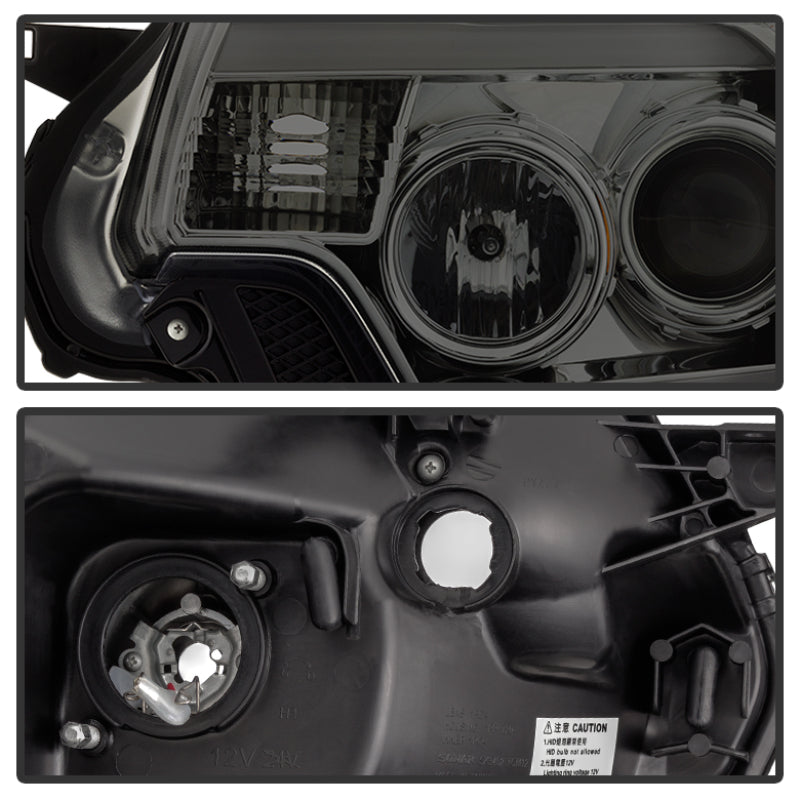 SPYDER 5081728 Spyder Toyota Tacoma 12-16 Projector Headlights Light Bar DRL Smoke PRO-YD-TT12-LBDRL-SM