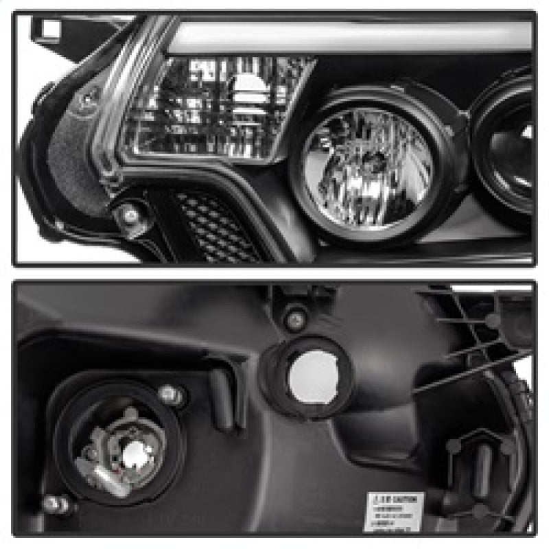 SPYDER 5081711 Spyder Toyota Tacoma 12-15 Projector Headlights Light Bar DRL Black PRO-YD-TT12-LBDRL-BK