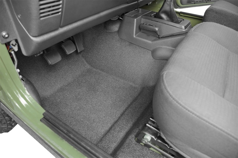 BedRug BTTJ97F 97-06 Jeep TJ Front 3pc BedTred Floor Kit w/Center Console - Incl Heat Shields