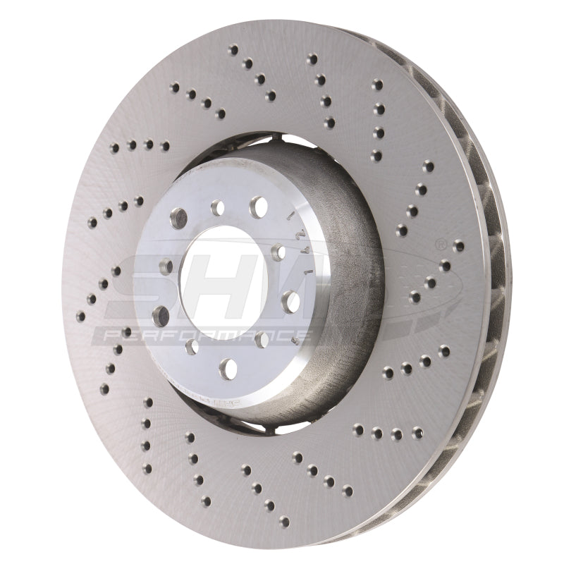 SHW Performance BFR48061 SHW 06-10 BMW M5 5.0L Right Front Cross-Drilled Lightweight Brake Rotor (34112282806)