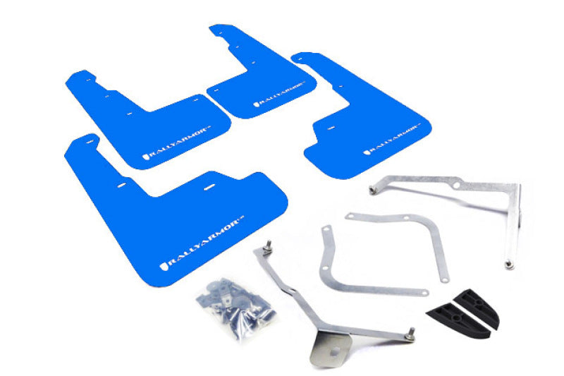Rally Armor MF32-UR-BL/WH 15-21 Subaru WRX/STI (Sedan ONLY) Blue UR Mud Flap w/ White Logo