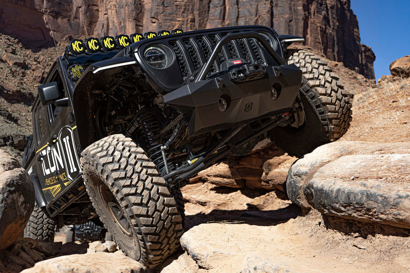ICON 25244 2018+ Jeep Wrangler JL / 2020+ Jeep Gladiator JT Pro Recessed Impact Front Bumper w/Bar & Tabs