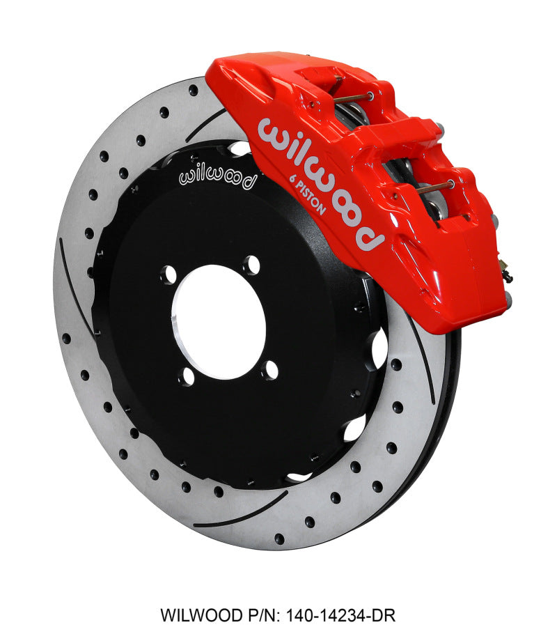 Wilwood 140-14234-DR Dynapro 6 Front Hat Kit 12.88in Drilled Red 2016-Up Mazda MX5 Miata w/ Lines