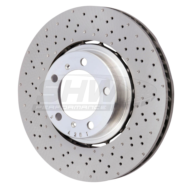 SHW Performance PFL49901 SHW 18-19 Porsche 911 Carrera 4 GTS w/o Ceramic Brake Left Frt Drill-Dimp LW Brake Rotor (9P1615301)