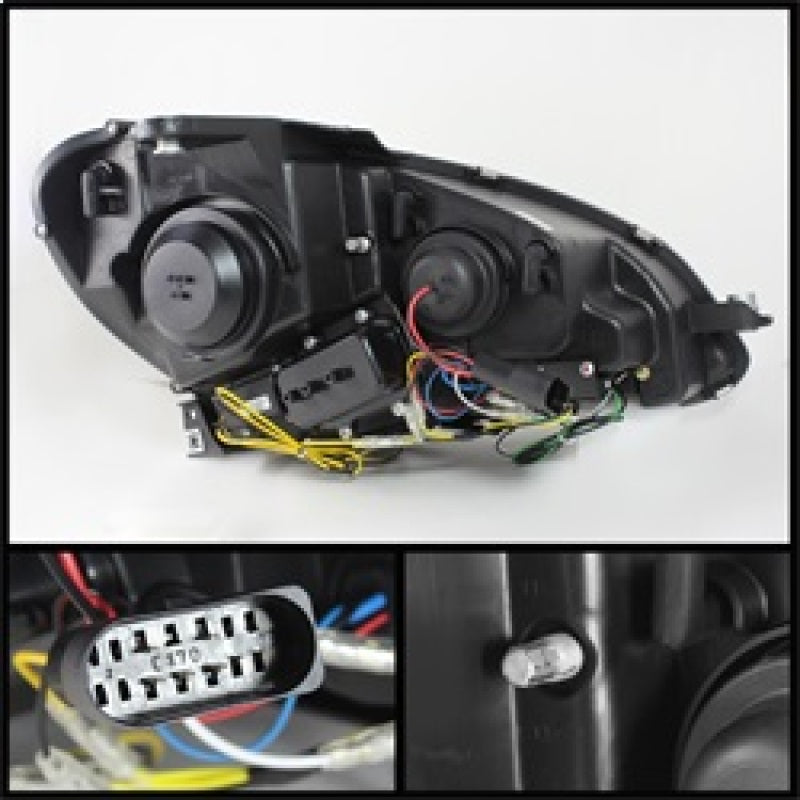 SPYDER 5074249 Spyder Mercedes Benz W204 C-CLASS 12-13 Projector Halogen Model- DRL Blk PRO-YD-MBW20412-DRL-BK