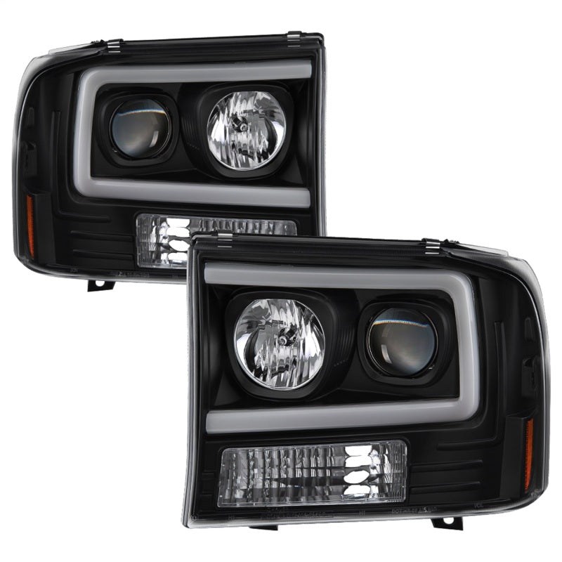SPYDER 5084491 Spyder 99-04 Ford F250 Super Duty Projector Headlights - Light Bar - Black PRO-YD-FF25099V2-LB-BK