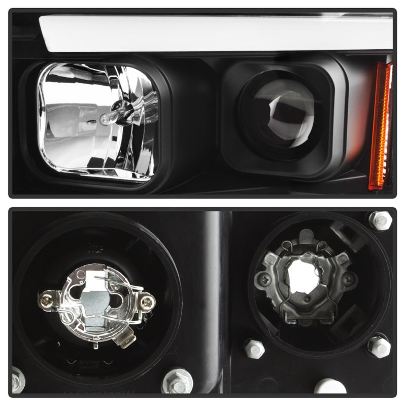 SPYDER 5084606 Spyder 02-05 Dodge RAM 1500 Light Bar Projector Headlights - Black (PRO-YD-DR02V2-LB-BK)