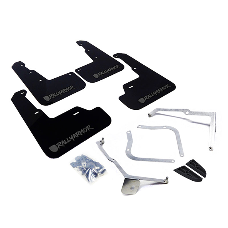 Rally Armor MF32-UR-BLK/GRY-X 15-21 Subaru WRX & STI Black Mud Flap Grey Altered Font Logo